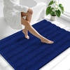 image:imageSmiry Thick Small Chenille Bathroom Rugs 24x16 Extra Soft Absorbent Striped Bath Rugs Rubber Backing Machine Wash Bath Mats for Bathroom Floor Tub Shower Home Decor Accessories GreyNavy