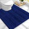image:imageSmiry Thick Small Chenille Bathroom Rugs 24x16 Extra Soft Absorbent Striped Bath Rugs Rubber Backing Machine Wash Bath Mats for Bathroom Floor Tub Shower Home Decor Accessories GreyNavy