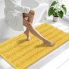 image:imageSmiry Thick Small Chenille Bathroom Rugs 24x16 Extra Soft Absorbent Striped Bath Rugs Rubber Backing Machine Wash Bath Mats for Bathroom Floor Tub Shower Home Decor Accessories GreyYellow