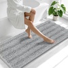 image:imageSmiry Thick Small Chenille Bathroom Rugs 24x16 Extra Soft Absorbent Striped Bath Rugs Rubber Backing Machine Wash Bath Mats for Bathroom Floor Tub Shower Home Decor Accessories GreyLight Grey