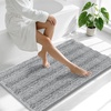 image:imageSmiry Thick Small Chenille Bathroom Rugs 24x16 Extra Soft Absorbent Striped Bath Rugs Rubber Backing Machine Wash Bath Mats for Bathroom Floor Tub Shower Home Decor Accessories GreyLight Grey