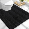 image:imageSmiry Thick Small Chenille Bathroom Rugs 24x16 Extra Soft Absorbent Striped Bath Rugs Rubber Backing Machine Wash Bath Mats for Bathroom Floor Tub Shower Home Decor Accessories GreyBlack