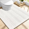 image:imageSmiry Thick Small Chenille Bathroom Rugs 24x16 Extra Soft Absorbent Striped Bath Rugs Rubber Backing Machine Wash Bath Mats for Bathroom Floor Tub Shower Home Decor Accessories GreyIvory
