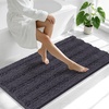 image:imageSmiry Thick Small Chenille Bathroom Rugs 24x16 Extra Soft Absorbent Striped Bath Rugs Rubber Backing Machine Wash Bath Mats for Bathroom Floor Tub Shower Home Decor Accessories GreyDark Grey