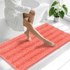 image:imageSmiry Thick Small Chenille Bathroom Rugs 24x16 Extra Soft Absorbent Striped Bath Rugs Rubber Backing Machine Wash Bath Mats for Bathroom Floor Tub Shower Home Decor Accessories GreyCoral