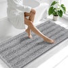 image:imageSmiry Thick Small Chenille Bathroom Rugs 24x16 Extra Soft Absorbent Striped Bath Rugs Rubber Backing Machine Wash Bath Mats for Bathroom Floor Tub Shower Home Decor Accessories GreyGrey