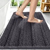 image:imageSmiry Thick Small Chenille Bathroom Rugs 24x16 Extra Soft Absorbent Striped Bath Rugs Rubber Backing Machine Wash Bath Mats for Bathroom Floor Tub Shower Home Decor Accessories GreyDark Grey