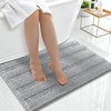 image:imageSmiry Thick Small Chenille Bathroom Rugs 24x16 Extra Soft Absorbent Striped Bath Rugs Rubber Backing Machine Wash Bath Mats for Bathroom Floor Tub Shower Home Decor Accessories GreyLight Grey