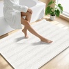 image:imageSmiry Thick Small Chenille Bathroom Rugs 24x16 Extra Soft Absorbent Striped Bath Rugs Rubber Backing Machine Wash Bath Mats for Bathroom Floor Tub Shower Home Decor Accessories GreyIvory
