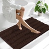 image:imageSmiry Thick Small Chenille Bathroom Rugs 24x16 Extra Soft Absorbent Striped Bath Rugs Rubber Backing Machine Wash Bath Mats for Bathroom Floor Tub Shower Home Decor Accessories GreyBrown