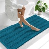 image:imageSmiry Thick Small Chenille Bathroom Rugs 24x16 Extra Soft Absorbent Striped Bath Rugs Rubber Backing Machine Wash Bath Mats for Bathroom Floor Tub Shower Home Decor Accessories GreyPeacock Blue