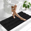 image:imageSmiry Thick Small Chenille Bathroom Rugs 24x16 Extra Soft Absorbent Striped Bath Rugs Rubber Backing Machine Wash Bath Mats for Bathroom Floor Tub Shower Home Decor Accessories GreyBlack