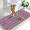 image:imageSmiry Thick Small Chenille Bathroom Rugs 24x16 Extra Soft Absorbent Striped Bath Rugs Rubber Backing Machine Wash Bath Mats for Bathroom Floor Tub Shower Home Decor Accessories GreyDeep Plum
