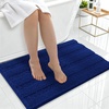 image:imageSmiry Thick Small Chenille Bathroom Rugs 24x16 Extra Soft Absorbent Striped Bath Rugs Rubber Backing Machine Wash Bath Mats for Bathroom Floor Tub Shower Home Decor Accessories GreyNavy