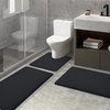 image:imageSmiry Memory Foam Bath Mat 3 Set 30x20 24 x 16 and UShaped 20x20 Super Soft Absorbent Bathroom Rugs Non Slip Bath Rug Runner for Bathroom Floors Black