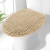 image:imageSmiry Soft Chenille Bathroom Toilet Lid Cover Machine Washable Covers 175x15 Fits Most Round Elongated and Oblong Lids Accessories Decor LatteBeige