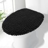 image:imageSmiry Soft Chenille Bathroom Toilet Lid Cover Machine Washable Covers 175x15 Fits Most Round Elongated and Oblong Lids Accessories Decor LatteBlack