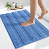 image:imageSmiry Thick Small Chenille Bathroom Rugs 24x16 Extra Soft Absorbent Striped Bath Rugs Rubber Backing Machine Wash Bath Mats for Bathroom Floor Tub Shower Home Decor Accessories GreyCornflower Blue