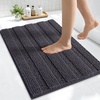 image:imageSmiry Thick Small Chenille Bathroom Rugs 24x16 Extra Soft Absorbent Striped Bath Rugs Rubber Backing Machine Wash Bath Mats for Bathroom Floor Tub Shower Home Decor Accessories GreyDark Grey