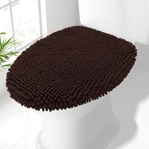 image:imageSmiry Soft Chenille Bathroom Toilet Lid Cover Machine Washable Covers 175x15 Fits Most Round Elongated and Oblong Lids Accessories Decor LatteBrown