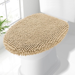 image:imageSmiry Soft Chenille Bathroom Toilet Lid Cover Machine Washable Covers 175x15 Fits Most Round Elongated and Oblong Lids Accessories Decor LatteCamel