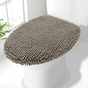 image:imageSmiry Soft Chenille Bathroom Toilet Lid Cover Machine Washable Covers 175x15 Fits Most Round Elongated and Oblong Lids Accessories Decor LatteLatte