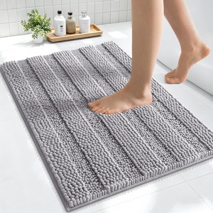 image:imageSmiry Thick Small Chenille Bathroom Rugs 24x16 Extra Soft Absorbent Striped Bath Rugs Rubber Backing Machine Wash Bath Mats for Bathroom Floor Tub Shower Home Decor Accessories GreyGrey