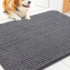 image:imageSmiry Dog Door Mat for Muddy Paws 30x20 Absorbent Microfiber Dirt Trapper Pet Doormat NonSlip Washable Quick Dry Chenille Front Door Mat Entryway Rug for Indoor and Outdoor BeigeDark Grey