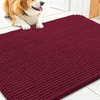 image:imageSmiry Dog Door Mat for Muddy Paws 30x20 Absorbent Microfiber Dirt Trapper Pet Doormat NonSlip Washable Quick Dry Chenille Front Door Mat Entryway Rug for Indoor and Outdoor BeigeBurgundy