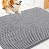 image:imageSmiry Dog Door Mat for Muddy Paws 30x20 Absorbent Microfiber Dirt Trapper Pet Doormat NonSlip Washable Quick Dry Chenille Front Door Mat Entryway Rug for Indoor and Outdoor BeigeGrey
