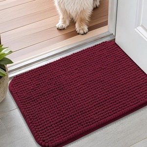 image:imageSmiry Dog Door Mat for Muddy Paws 30x20 Absorbent Microfiber Dirt Trapper Pet Doormat NonSlip Washable Quick Dry Chenille Front Door Mat Entryway Rug for Indoor and Outdoor BeigeBurgundy