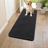 image:imageSmiry Dog Door Mat for Muddy Paws 47x17 Absorbs Moisture and Dirt Doormat NonSlip Washable Quick Dry Chenille Front Door Mat Indoor Entrance Entryway Carpet for Inside Floor Black