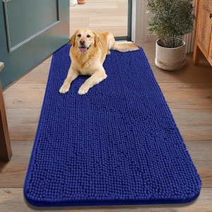 image:imageSmiry Dog Door Mat for Muddy Paws 48x30 Absorbs Moisture and Dirt Doormat NonSlip Washable Quick Dry Chenille Front Door Mat Indoor Entrance Entryway Carpet for Inside Floor Navy Blue