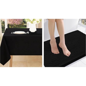 image:imageSmiry Rectangle Table Cloth 60x84 and Luxury Chenille Bath Rug 36x24Black