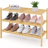image:imageSmiry Bamboo Shoe Rack 3Tier Stackable Wooden Shoe Organizer for Entryway amp Closet Free Standing Wood Shoe Storage Shelf for Front Door amp Small Spaces NaturalNatural