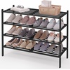 image:imageSmiry Bamboo Shoe Rack 3Tier Stackable Wooden Shoe Organizer for Entryway amp Closet Free Standing Wood Shoe Storage Shelf for Front Door amp Small Spaces NaturalBlack