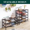 image:imageSmiry Bamboo Shoe Rack 3Tier Stackable Wooden Shoe Organizer for Entryway amp Closet Free Standing Wood Shoe Storage Shelf for Front Door amp Small Spaces NaturalBrown