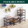 image:imageSmiry Bamboo Shoe Rack 3Tier Stackable Wooden Shoe Organizer for Entryway amp Closet Free Standing Wood Shoe Storage Shelf for Front Door amp Small Spaces NaturalBrown