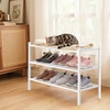 image:imageSmiry Bamboo Shoe Rack 3Tier Stackable Wooden Shoe Organizer for Entryway amp Closet Free Standing Wood Shoe Storage Shelf for Front Door amp Small Spaces NaturalWhite