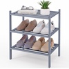 image:imageSmiry Bamboo Shoe Rack 3Tier Stackable Wooden Shoe Organizer for Entryway amp Closet Free Standing Wood Shoe Storage Shelf for Front Door amp Small Spaces NaturalGrey