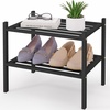 image:imageSmiry Bamboo Shoe Rack 3Tier Stackable Wooden Shoe Organizer for Entryway amp Closet Free Standing Wood Shoe Storage Shelf for Front Door amp Small Spaces NaturalBlack