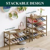 image:imageSmiry Bamboo Shoe Rack 3Tier Stackable Wooden Shoe Organizer for Entryway amp Closet Free Standing Wood Shoe Storage Shelf for Front Door amp Small Spaces NaturalWalnut
