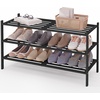 image:imageSmiry Bamboo Shoe Rack 3Tier Stackable Wooden Shoe Organizer for Entryway amp Closet Free Standing Wood Shoe Storage Shelf for Front Door amp Small Spaces NaturalBlack