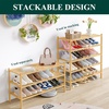image:imageSmiry Bamboo Shoe Rack 3Tier Stackable Wooden Shoe Organizer for Entryway amp Closet Free Standing Wood Shoe Storage Shelf for Front Door amp Small Spaces NaturalNatural