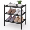 image:imageSmiry Bamboo Shoe Rack 3Tier Stackable Wooden Shoe Organizer for Entryway amp Closet Free Standing Wood Shoe Storage Shelf for Front Door amp Small Spaces NaturalBlack