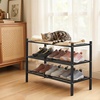 image:imageSmiry Bamboo Shoe Rack 3Tier Stackable Wooden Shoe Organizer for Entryway amp Closet Free Standing Wood Shoe Storage Shelf for Front Door amp Small Spaces NaturalBlack
