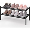 image:imageSmiry Bamboo Shoe Rack 3Tier Stackable Wooden Shoe Organizer for Entryway amp Closet Free Standing Wood Shoe Storage Shelf for Front Door amp Small Spaces NaturalBlack