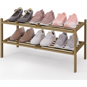 image:imageSmiry Bamboo Shoe Rack 3Tier Stackable Wooden Shoe Organizer for Entryway amp Closet Free Standing Wood Shoe Storage Shelf for Front Door amp Small Spaces NaturalWalnut