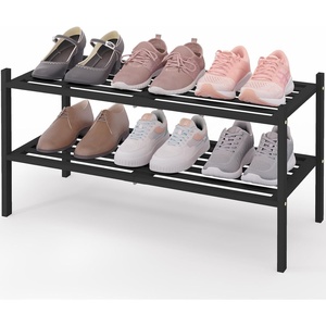 image:imageSmiry Bamboo Shoe Rack 3Tier Stackable Wooden Shoe Organizer for Entryway amp Closet Free Standing Wood Shoe Storage Shelf for Front Door amp Small Spaces NaturalBlack