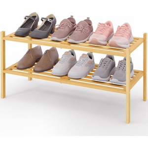image:imageSmiry Bamboo Shoe Rack 3Tier Stackable Wooden Shoe Organizer for Entryway amp Closet Free Standing Wood Shoe Storage Shelf for Front Door amp Small Spaces NaturalNatural